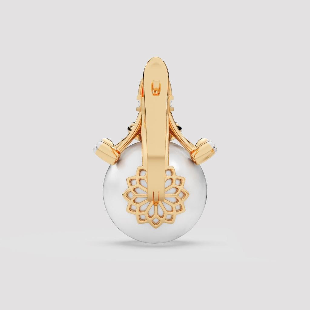 Pearl Diamond Crown Earrings