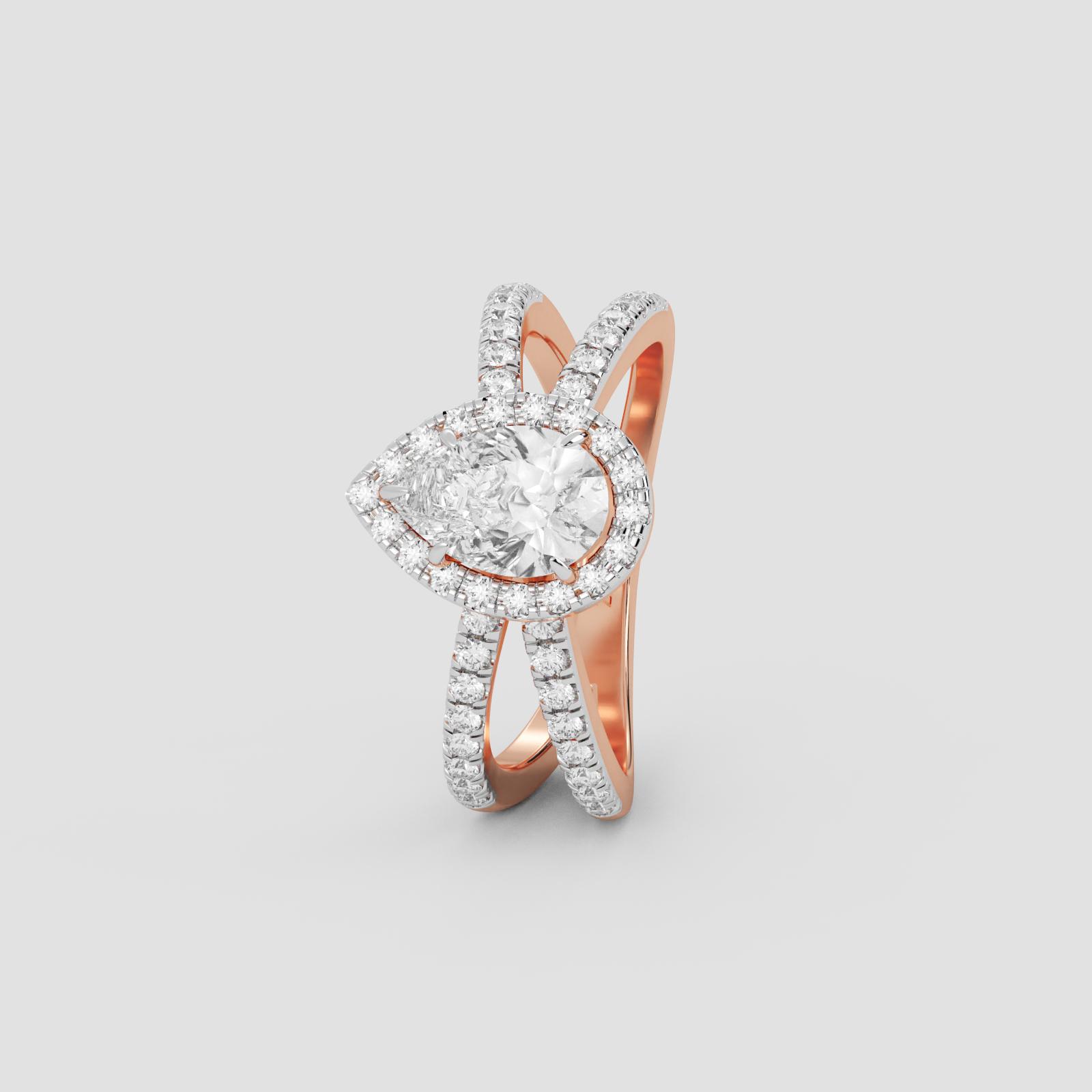 Radiant Pear Halo Ring