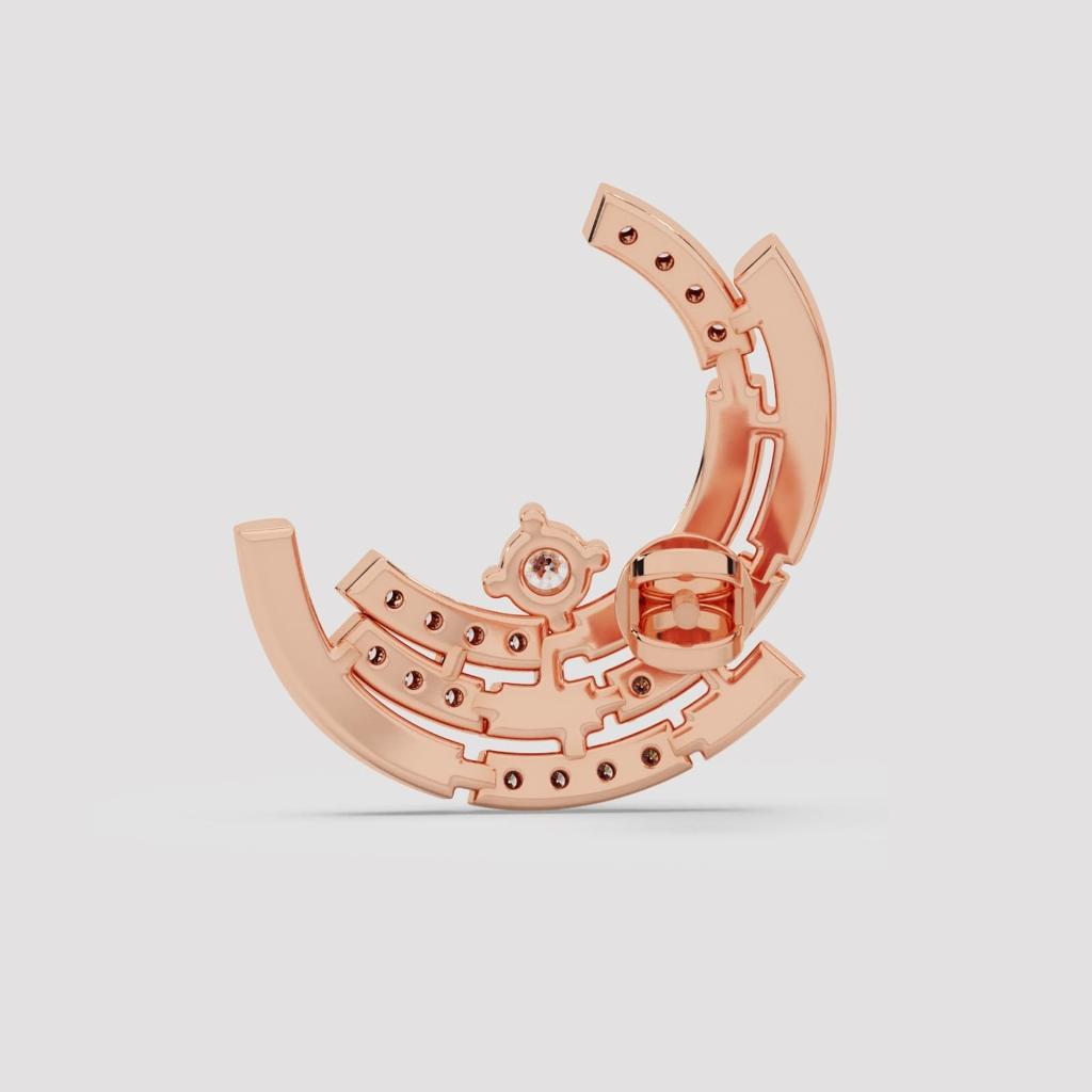 Round Diamond Curved Arc Studs